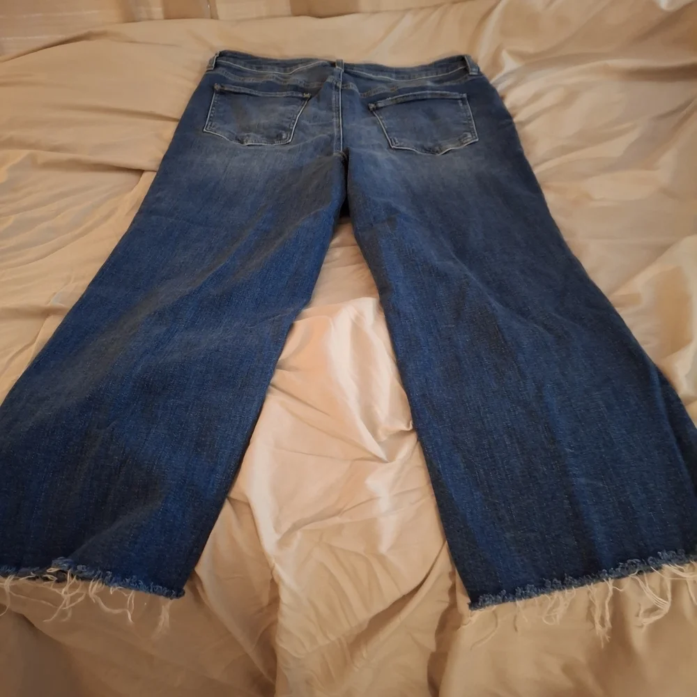 Chico's High Rise Straight Leg Crop Distressed Jeans - Blue - Picture 9 of 11